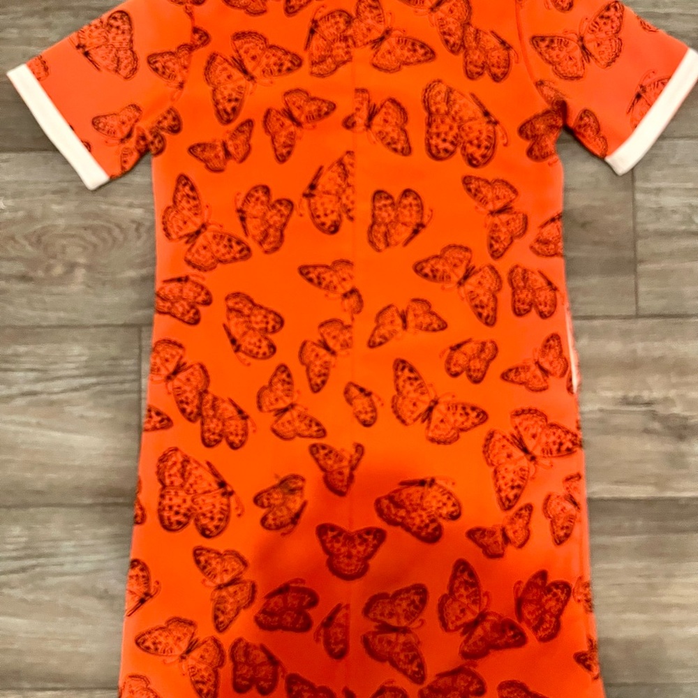 Orange Butterfly Print Dress